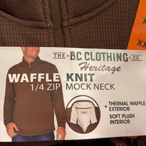 BC Clothing Men’s Fleece Lined Quarter Zip Jacket Brown XXL NWT